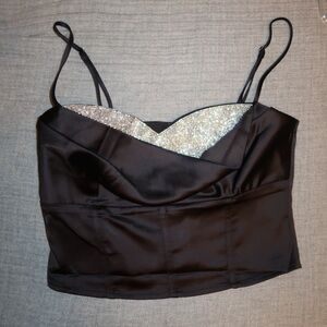 Black Satin Bustier Top